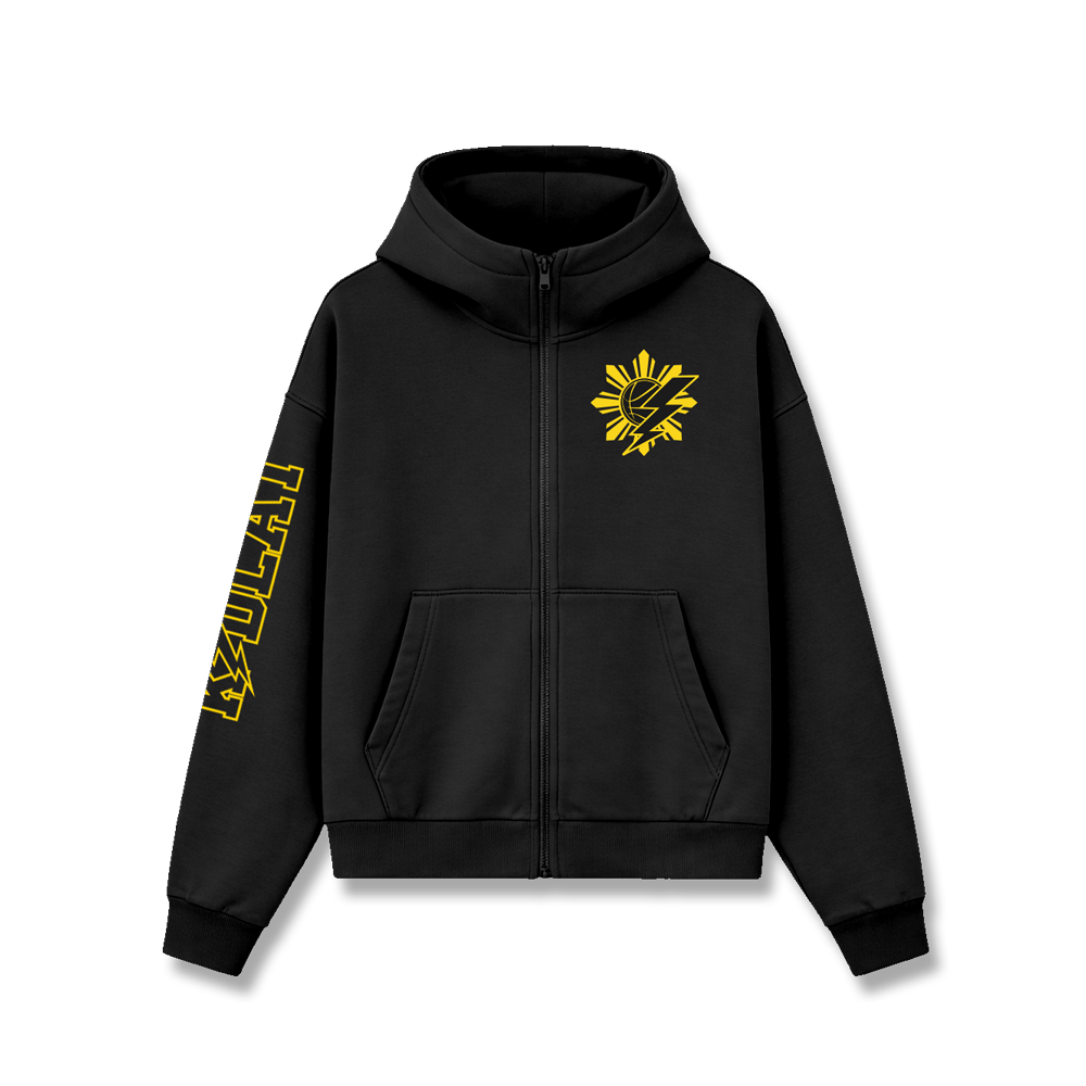 KIDLAT EMBROIDERED CADET ZIP HOODIE - BLACK
