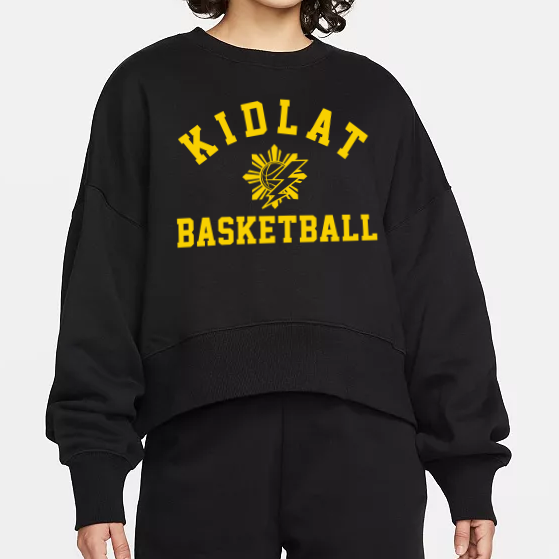 KIDLAT WOMENS DROP SHOULDER CROPPED CREWNECK - BLACK