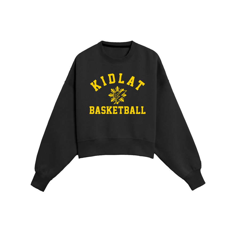 KIDLAT WOMENS DROP SHOULDER CROPPED CREWNECK - BLACK