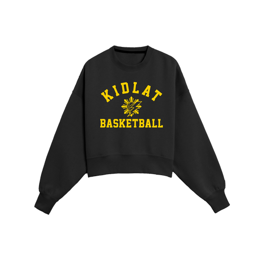 KIDLAT WOMENS DROP SHOULDER CROPPED CREWNECK - BLACK