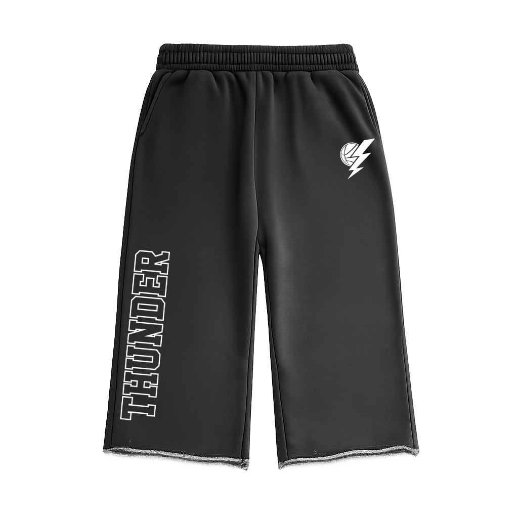 THUNDER CROPPED SWEATPANTS - BLACK